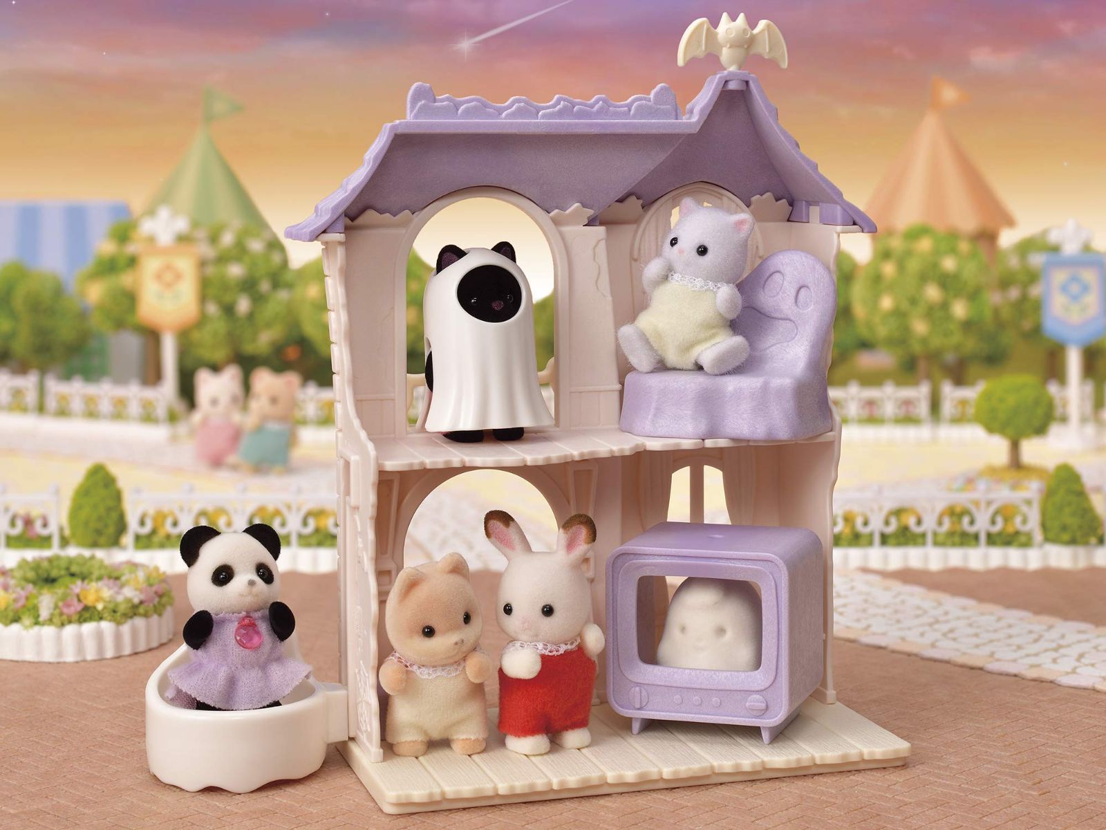 ドールハウス Sylvanian おもちゃ 3歳以上 STマーク認証 Families コ-67 】 エポック社 どきどきホーンテッドハウスセット 【 アトラクション EPOCH ゆうえんち シルバニアファミリー