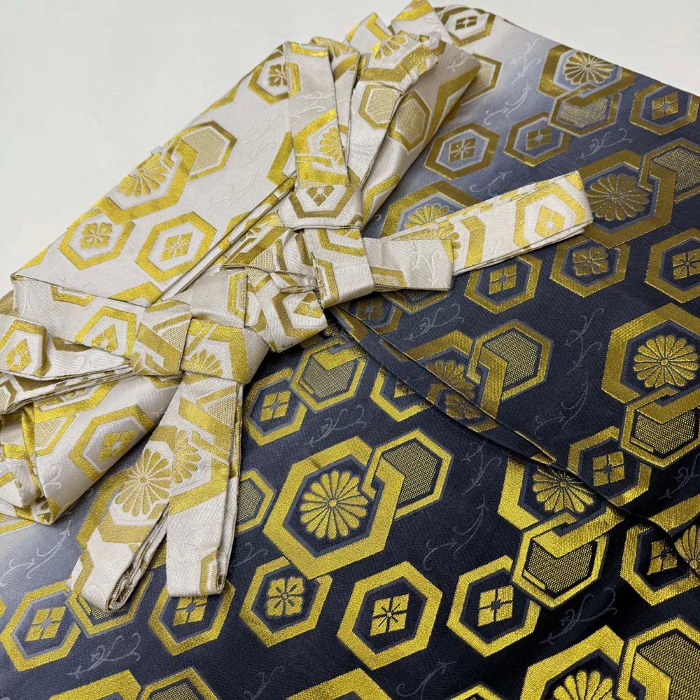 紋付袴 5点セット 着物 羽織 袴 長襦袢 角帯 裄75.5cm 袴丈89cm L 金