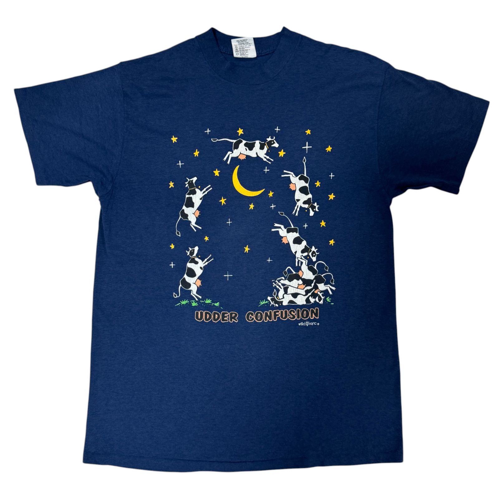 90s UDDER CONFUSION 牛 月 星 Tシャツ XLサイズ アート