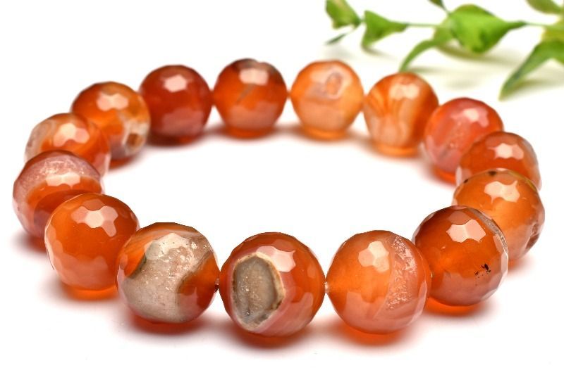 1点物】大珠◇笑口ジオード カーネリアン赤瑪瑙 14mm 128面