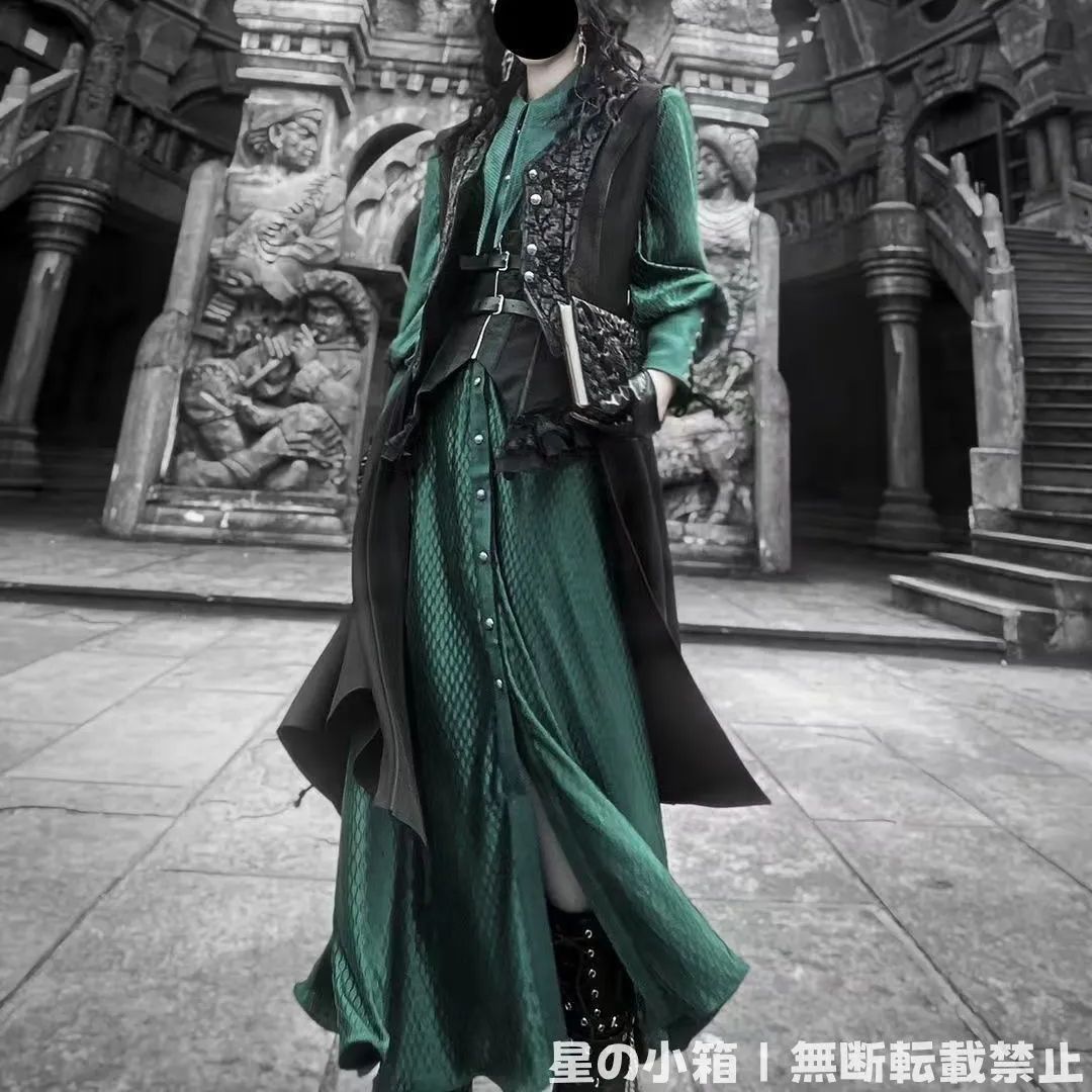 新品 未使用】ゴシックロリータ ブラック グリーン 王子系 ロング