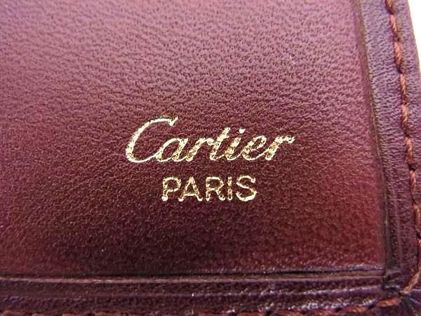 極美品 カルティエ マストライン 2つ折り財布 レザー ボルドー ゴールド金具 □美品□ Cartier カルティエ マストライン レザー 二つ折り 長