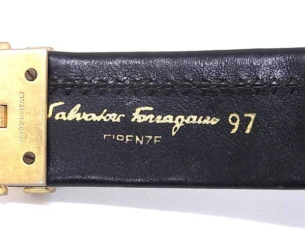 Salvatore Ferragamo フェラガモ レザー ゴールド金具 ベルト 表記サイズ 97 レディース ブラック系 DE3709