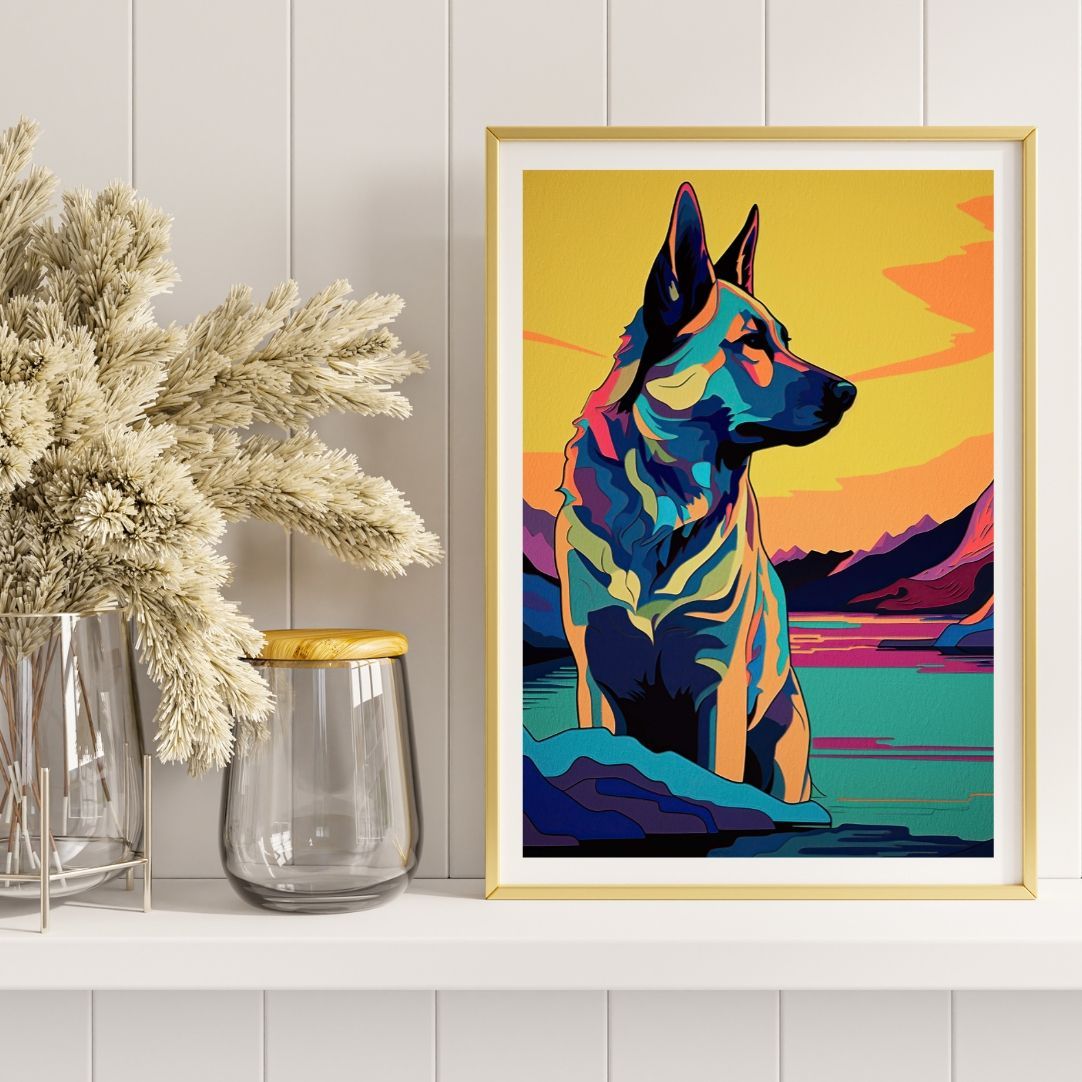 ワンダフルライフ - ジャーマンシェパード犬 No.3】アートポスター 犬の絵 犬の絵画 犬, image size:1082x1082