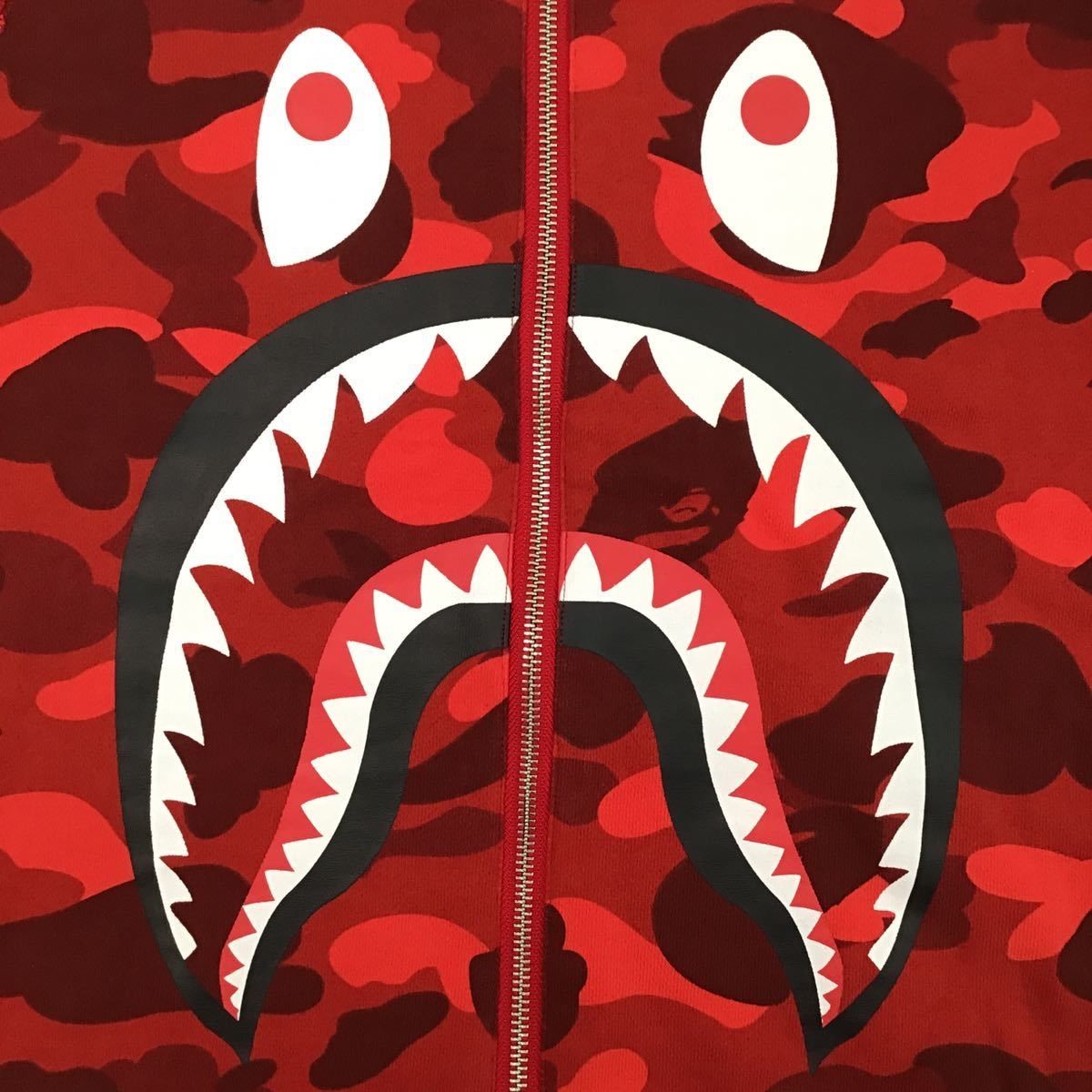 リアルジップ シャーク スウェット BAPE shark Red camo 迷彩 - メルカリ