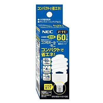 【中古】【非常に良い】NEC 電球形蛍光灯 コスモボール・ミニ 60W E17 昼光色 EFD15ED/11-E17-C2C wgteh8f
