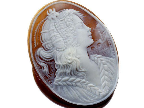 ジュエリー デルガット 稲穂模様の貴婦人 シェルカメオルース 59.8ｍｍ×45.1ｍｍ a2565o