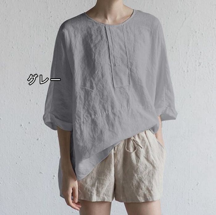 tシャツ 夏 綿麻 五分袖 ゆったり レディース カットソー トップス 無地 シンプル  おしゃれ  カジュアル 20代 30代 40代 50代 女性 楽天市場】ブラウス Tシャツ レディース 夏 綿麻 リネン 長袖 7