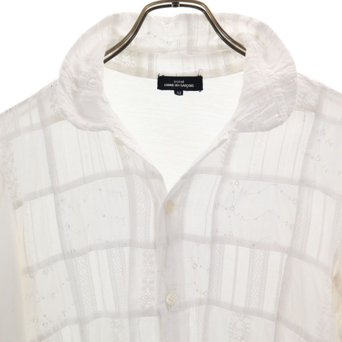 ●トリコ コムデギャルソン●レース付き Tシャツ トリココムデギャルソンtricot COMME des GARCONS 染めフロント