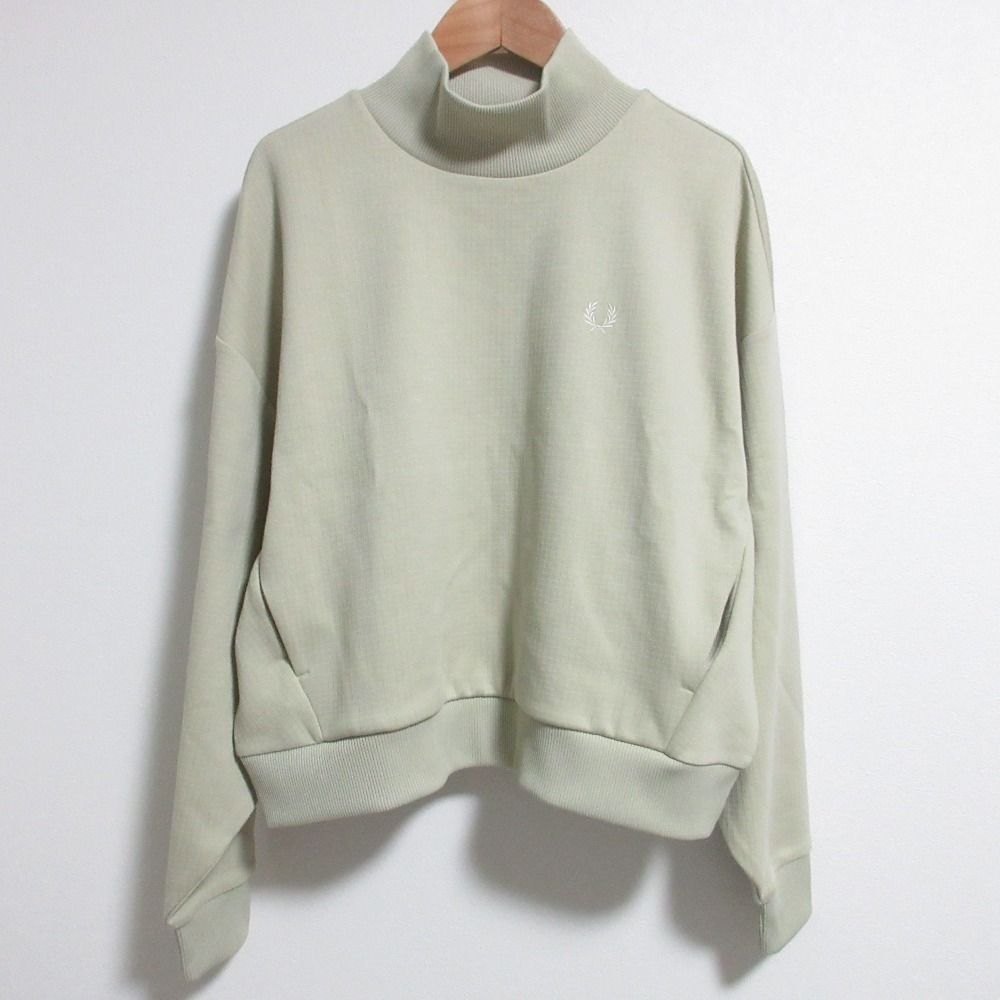 23AW FRED PERRY フレットペリー リップストップトリコットモックネックプルオーバー スウェット トレーナー 10 ライトカーキ レディース 古着