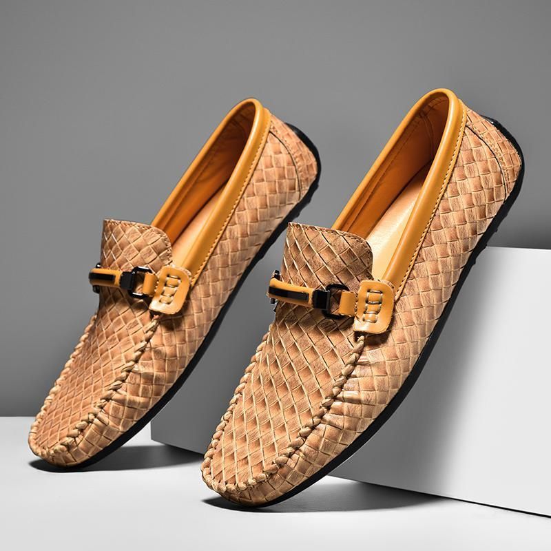 【未使用級】a.testoni 本革 編み込み レザー スリッポン ローファー 未使用級】a.testoni 本革 編み込み レザー スリッポン ローファー