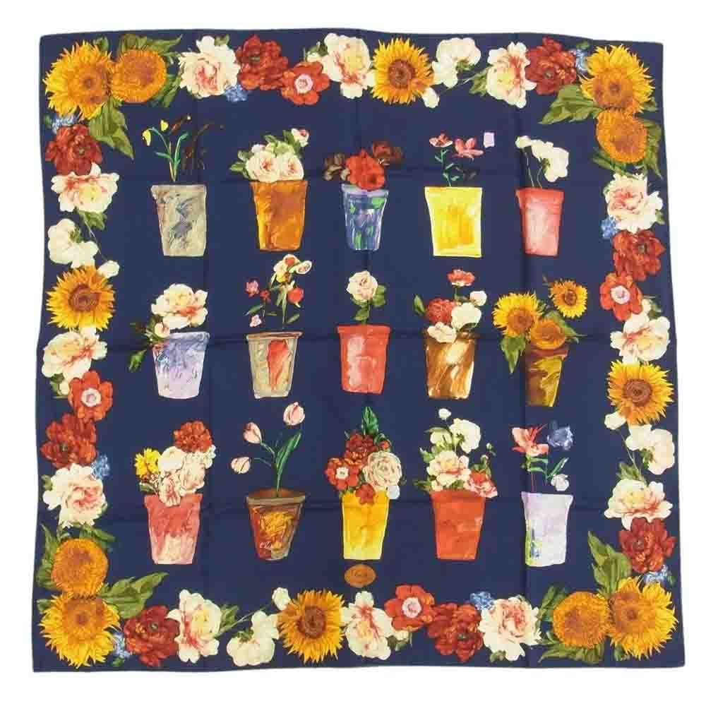 GUCCI グッチ シルク100% 向日葵 ヒマワリ 鉢植え 花柄 フラワー