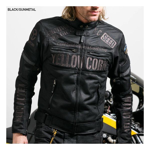【新品･最短当日出荷】YeLLOW CORN  イエローコーン 春夏 YELLOW CORN SEED メンズメッシュジャケット ブラック/ガンメタル LLサイズ SJ-4106/BLACK/GUNMETAL/LL (2608792)