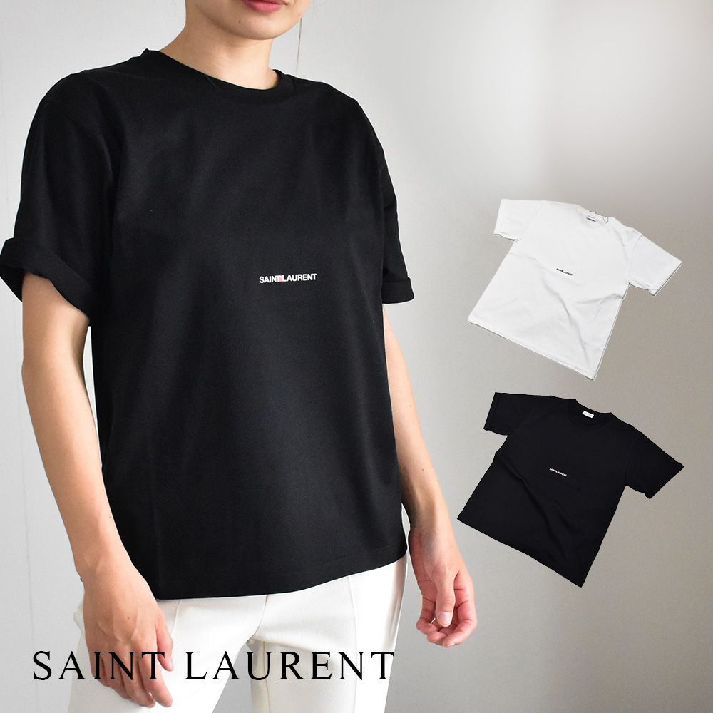 【美品】SAINT LAURENT Tシャツ ロゴ コットン ブラック