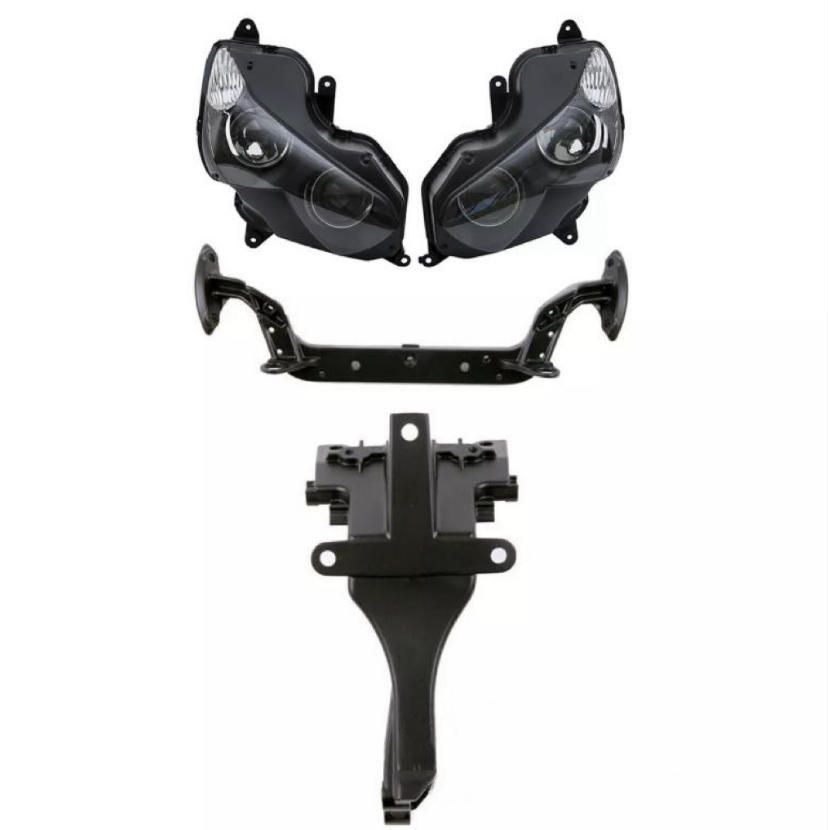 送料無料 適用川崎忍者ZX14R ZZR1400 12-23ヘッドライトミラー整流ブラケットヘッドライトブラケット 全セット です