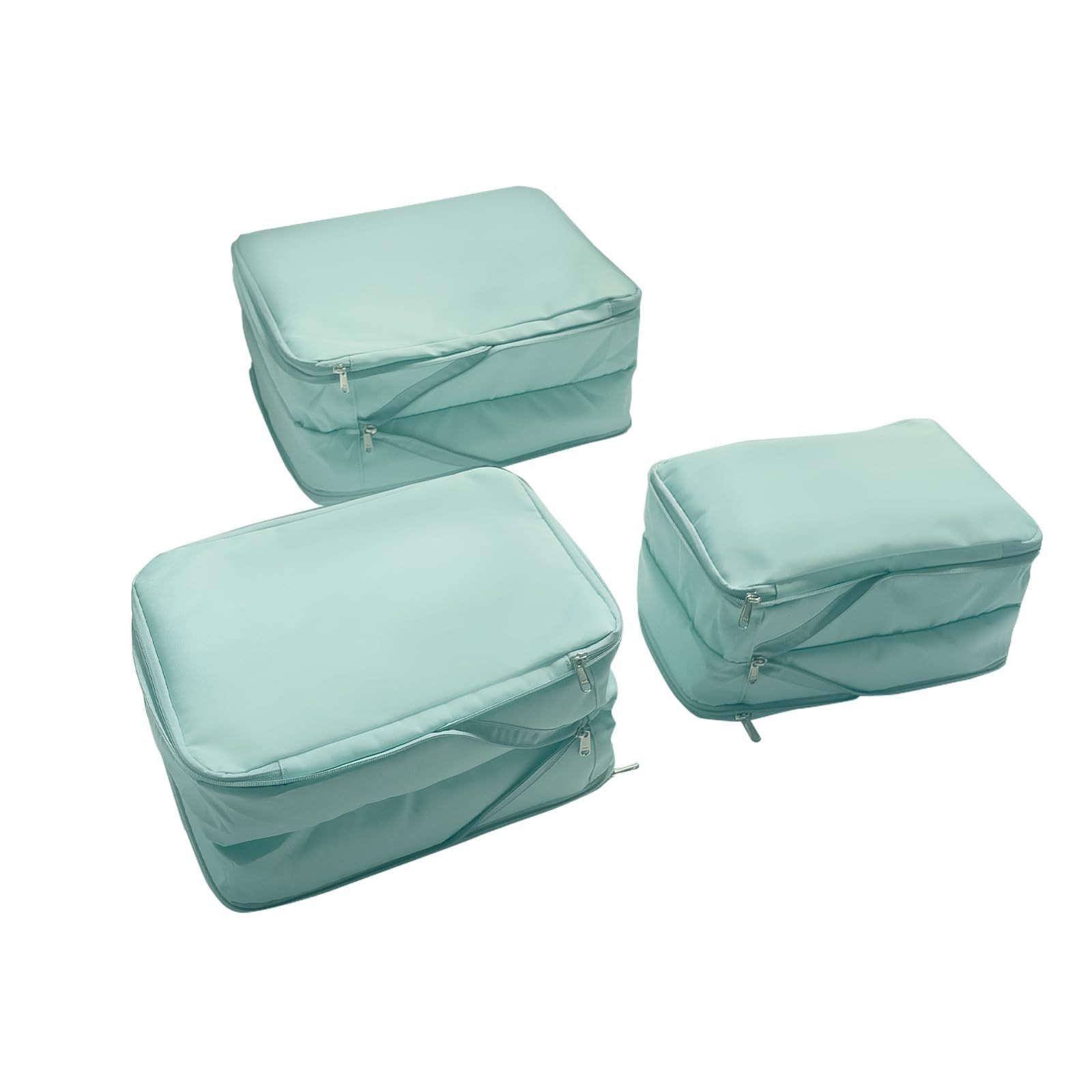Color ライトブルー RTMYPIK トラベルポーチ 圧縮トラベルセット 旅行用圧縮袋 トラベルポーチ 3点セット 両面収納 衣類整理 コンパクト収納 スペース節約 軽量設計 便利グッズ 圧縮バッグ 出張 旅行用品 ライトブルー