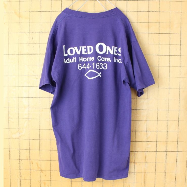 80s 90s USA製 JERZEES LOVED ONES プリントTシャツ パープル