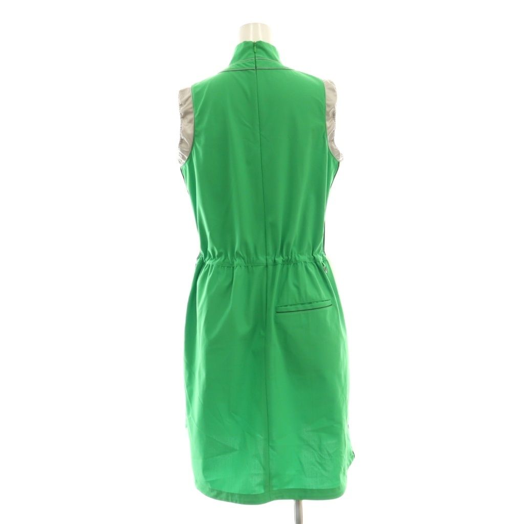 LANVINスポール ノースリーブワンピース グリーン ブラック