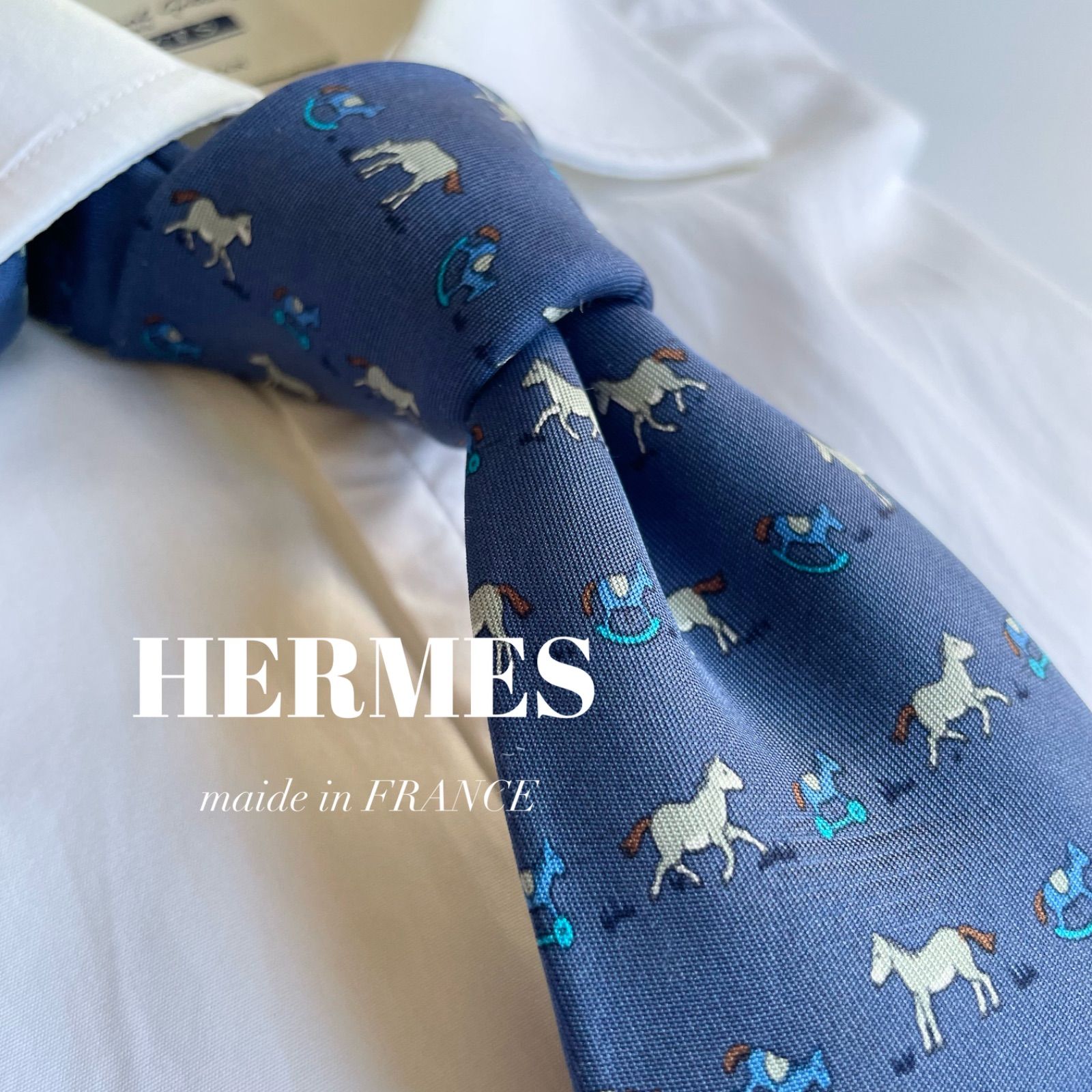 HERMES / シルク ホース柄 馬柄 ネクタイ フランス製 - メルカリ