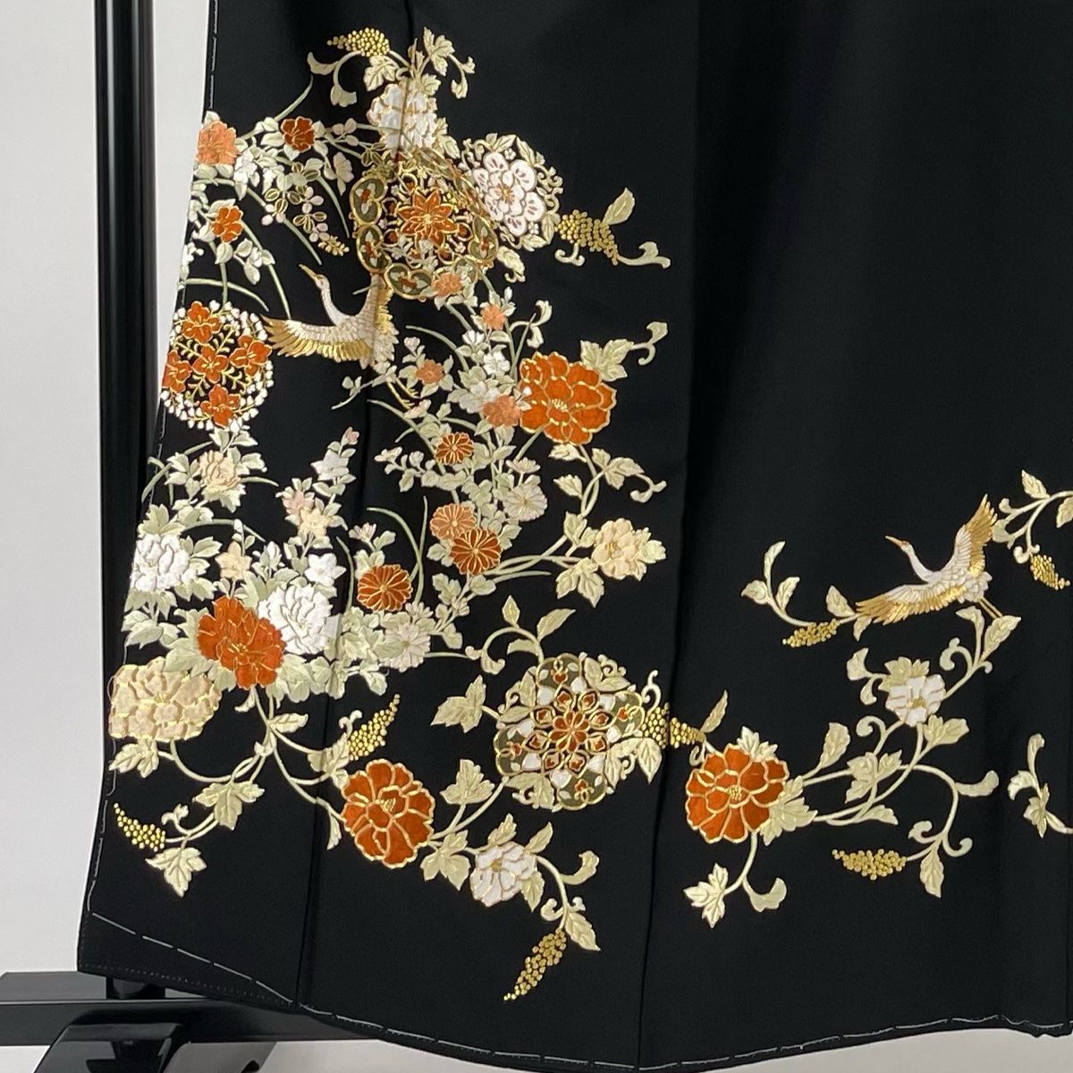 黒留袖 身丈160cm 裄丈66.5cm M 袷 袋帯フルセット 鶴 華文 刺繍 金糸 黒 正絹 美品 秀品 【中古】 - メルカリ