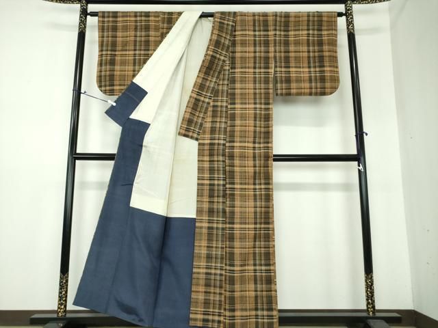 平和屋着物○郡上紬 草木染 変わり格子 正絹 逸品 DAAS3467ps - メルカリ