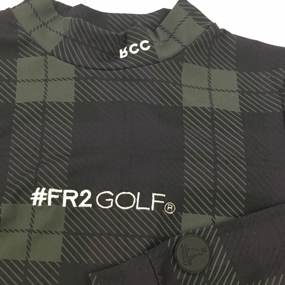 エフアールツー ハイネックワンピース 黒×グレー系 チェック ストレッチ ナイロン混 レディース S ゴルフウェア FR2 GOLF KOSOFT_CO