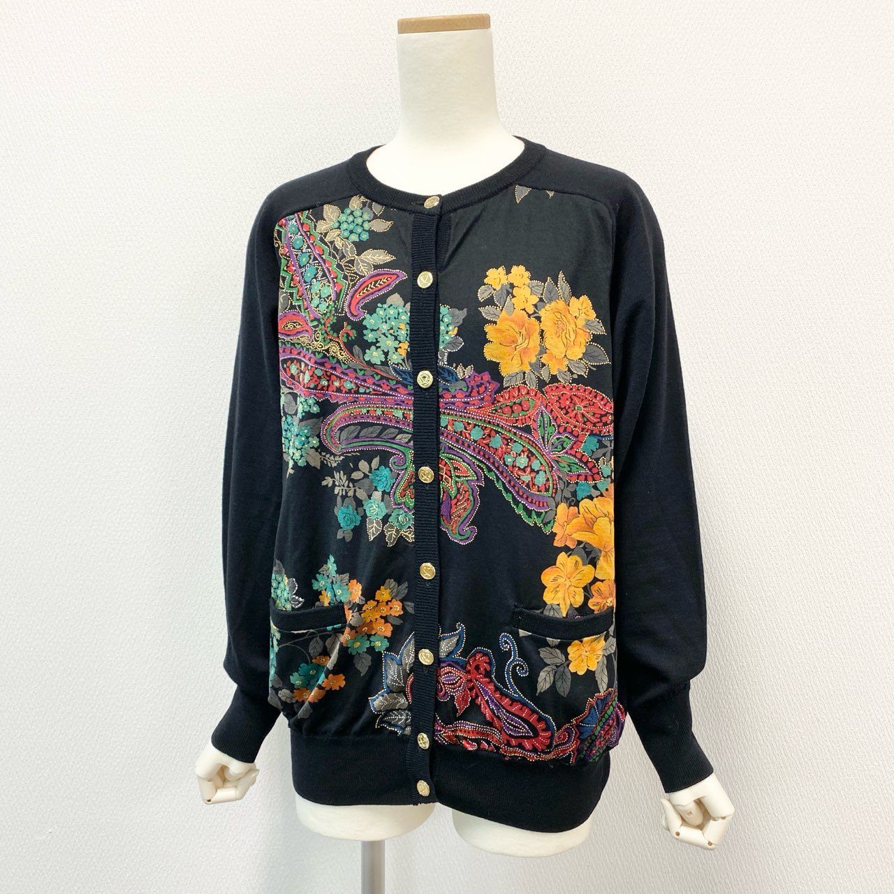 アレク LEONARD 花柄 カーディガン 5i12 LEONARD レオナール 美しい花柄プリント ニット