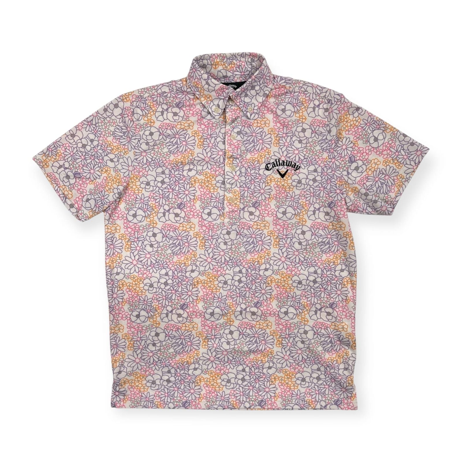 Callaway 花柄 ポロシャツ ピンク CALLAWAY キャロウェイ 半袖ポロシャツ 花 総柄 ピンク系 S 中古