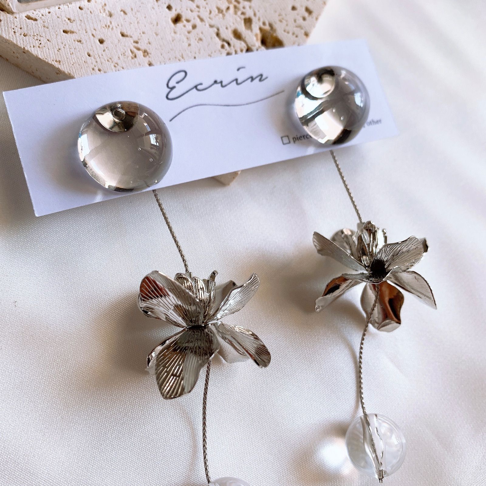 #961 再販 シルバー チェーン 大ぶり ピアス イヤリング ハンドメイド 961再販メタル シルバー チェーン 大ぶり ハンドメイド ピアス