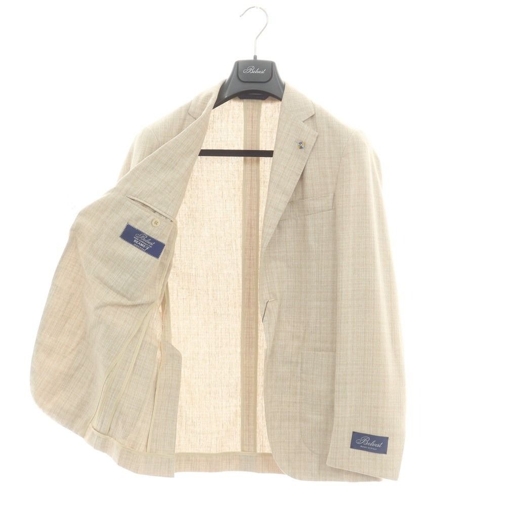 Belvestベルベスト シルクリネンライトグレージュテーラードジャケット46 30359_thumbnail.jpg