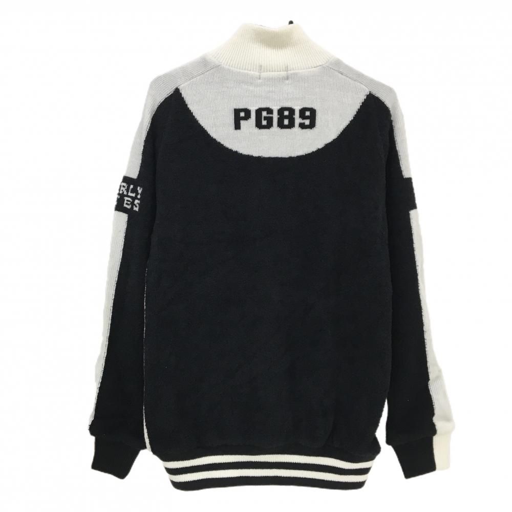 パーリーゲイツ ニットジャケット 黒×白 袖 サイドライン 防風 保温 裏地付 メンズ 5 L ゴルフウェア PEARLY GATES