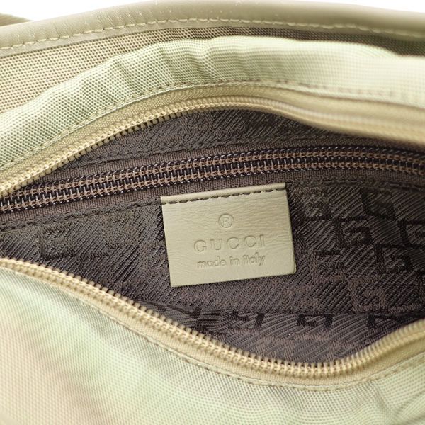 GUCCI / グッチ □シェリーライン ナイロンハンドバッグ カーキレッド