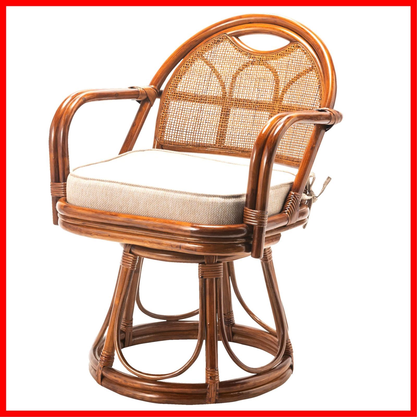 大竹産業椅子チェア座椅子ラタン籐木製ブラウン幅58x奥行63x高