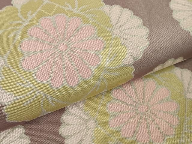 【極上極美品】重要無形文化財保持者「人間国宝 北村武資氏」「極上経錦 菊菱文様」 人間国宝【北村武資】袋帯 織繧繝 組井筒 六通柄 正絹 金色 金糸