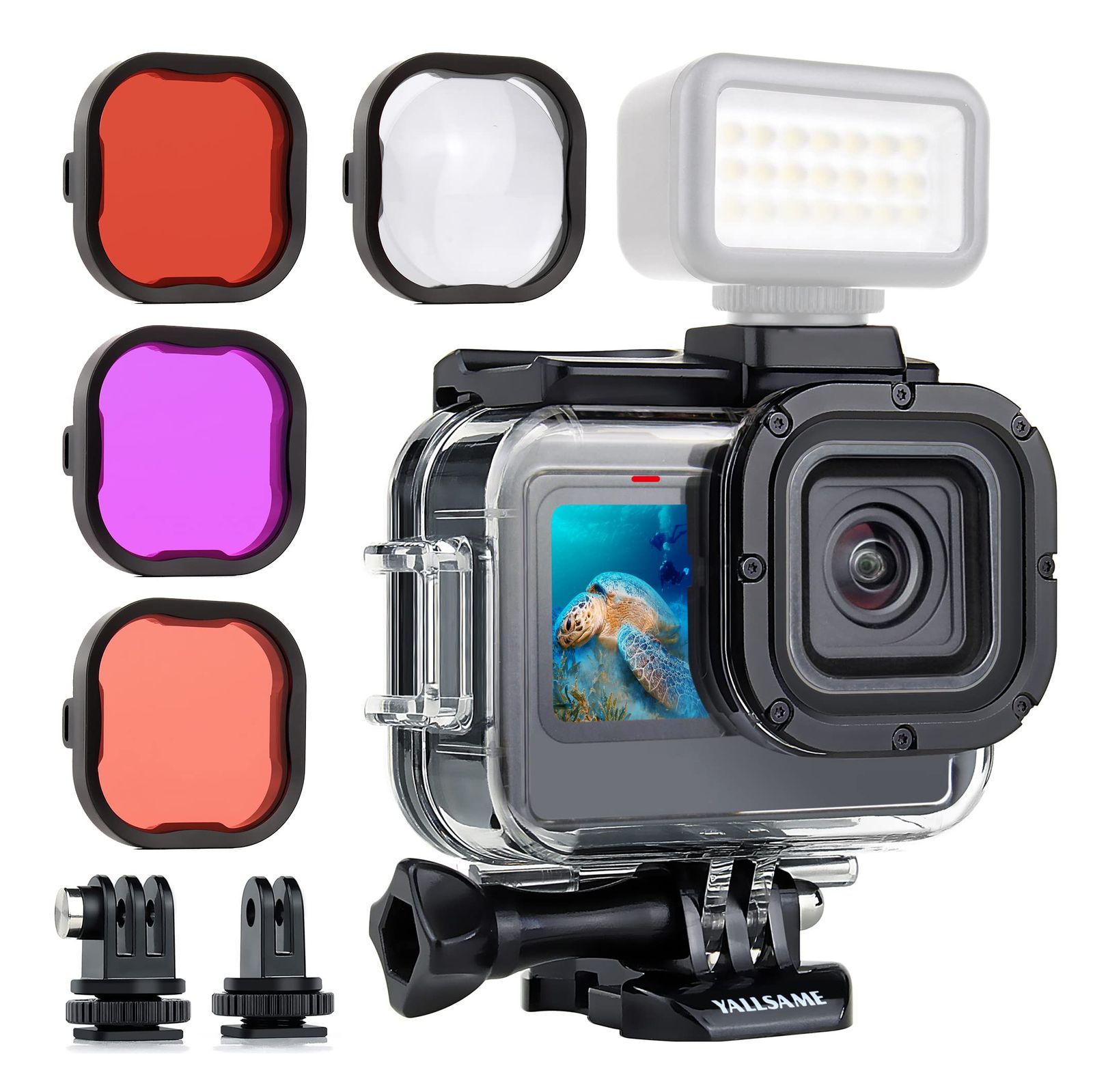 YALLSAME 防水ケース GoPro HERO 12 HERO 11 HERO 10 HERO 9ブラック 