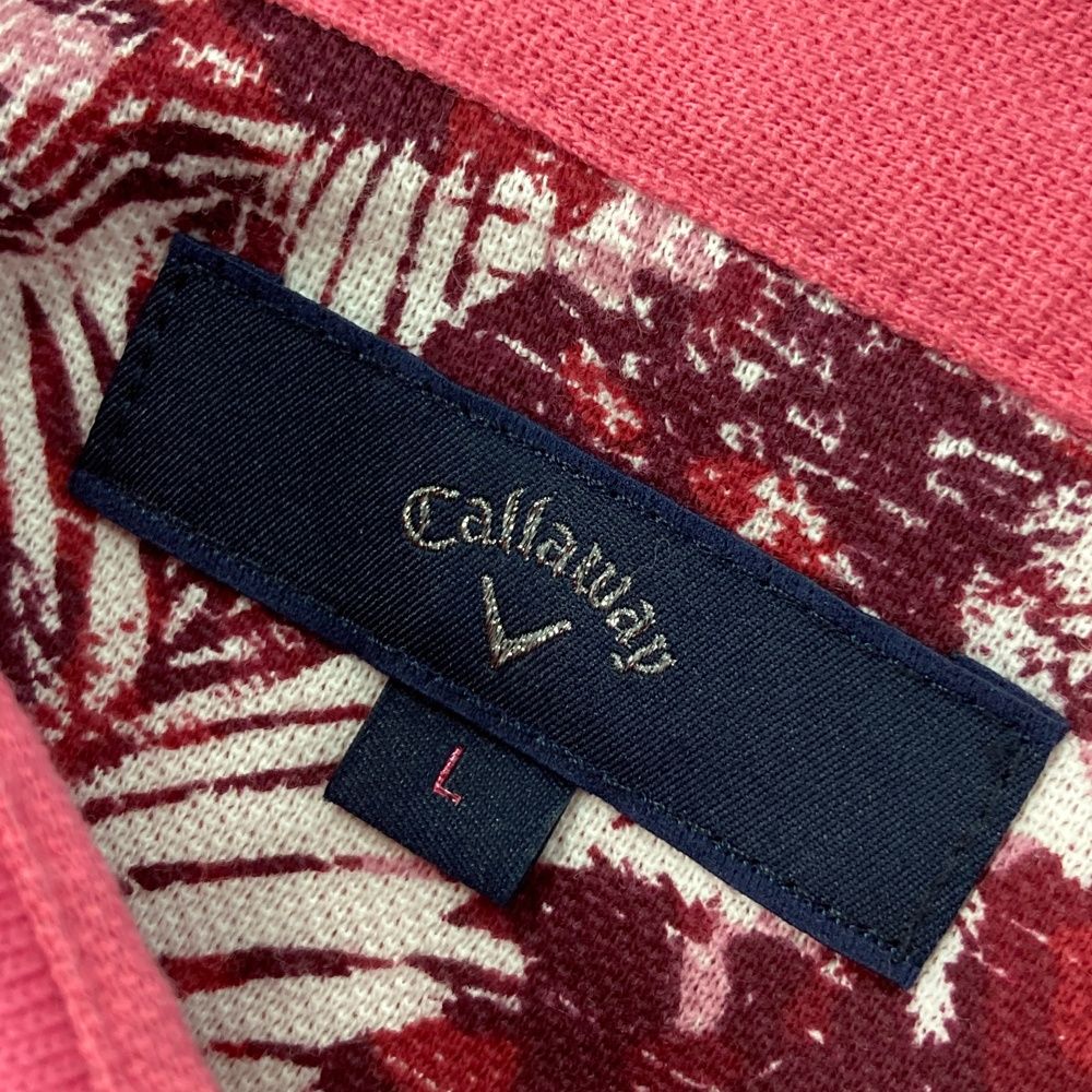 サイズ：L CALLAWAY キャロウェイ 半袖ワンピース ボタニカル柄 ピンク