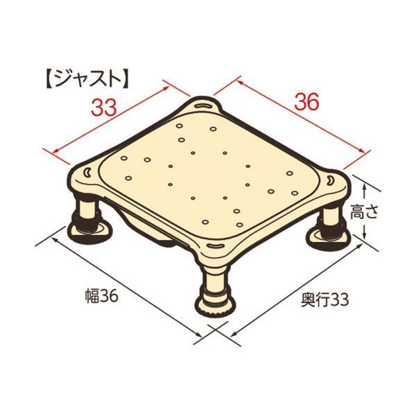 アロン化成 軽量浴槽台(あしぴた)ジャストソフト12-20 レッド W36×D3