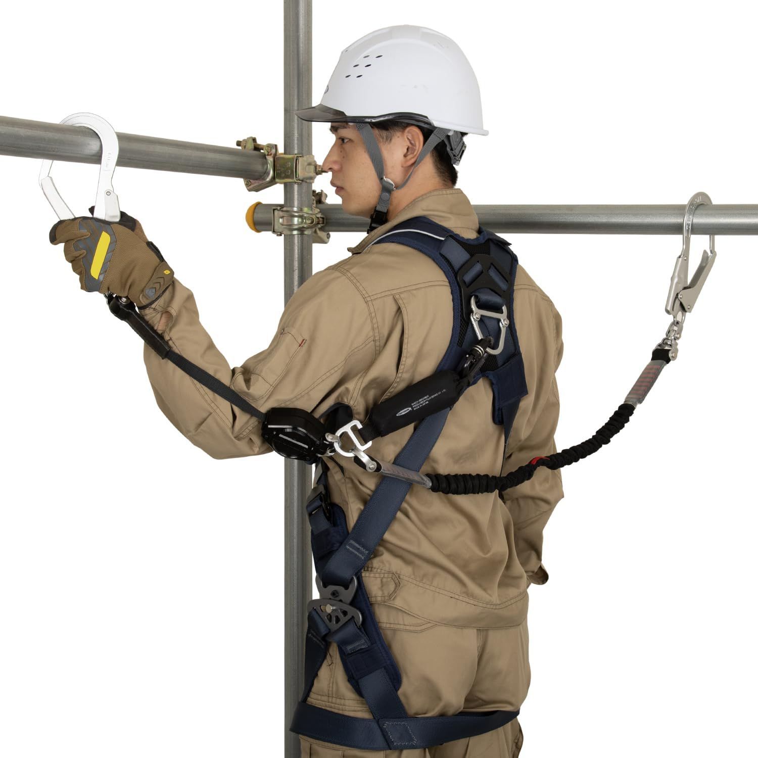 EZリトラ イージーリトラ ノビロン ロック機構付き 新規格 巻取式 伸縮ロープ式 ツインランヤード 130KGまで対応 TL-EZNV93SV-21KSG-130KG 2丁掛けランヤード ランヤード 兼用型 藤井電工 モデル