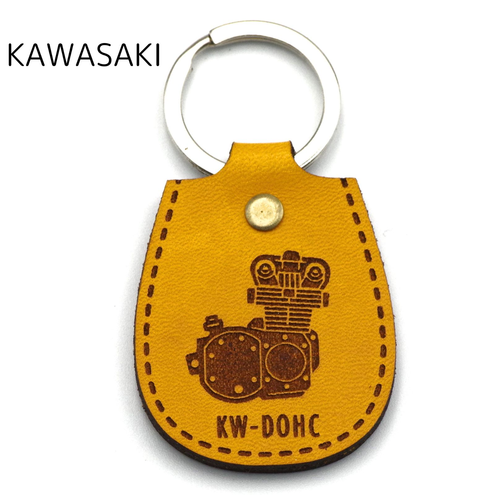 NONINA] イタリアンレザー キーホルダー バイク用 FOR KAWASAKI