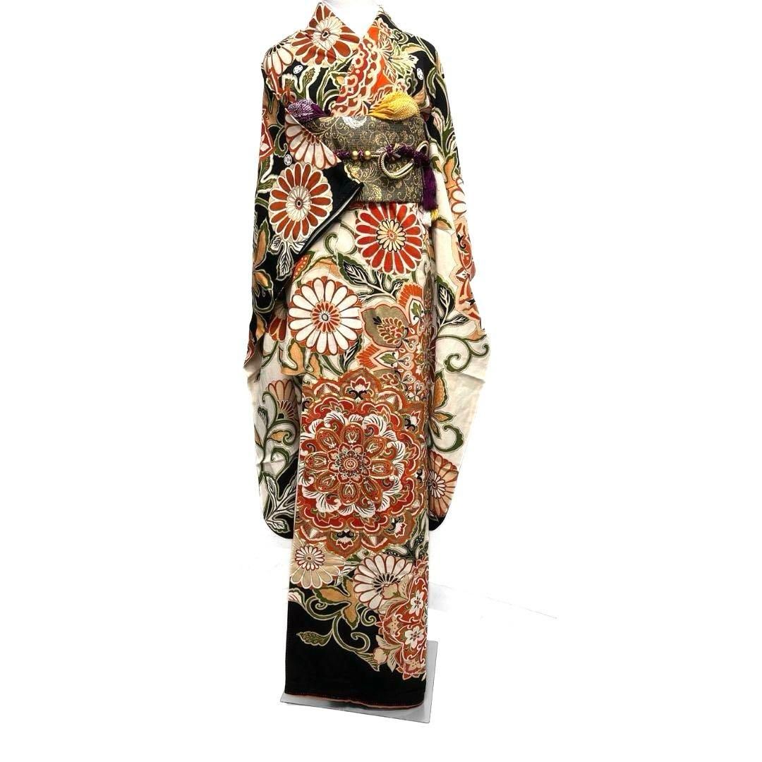 振袖　アンティーク　金駒刺繍　金彩　華紋　成人式 晴れの日 着物 045a p 振袖 アンティーク 金駒刺繍 金彩 華紋 成人式 晴れの日 着物 045a p