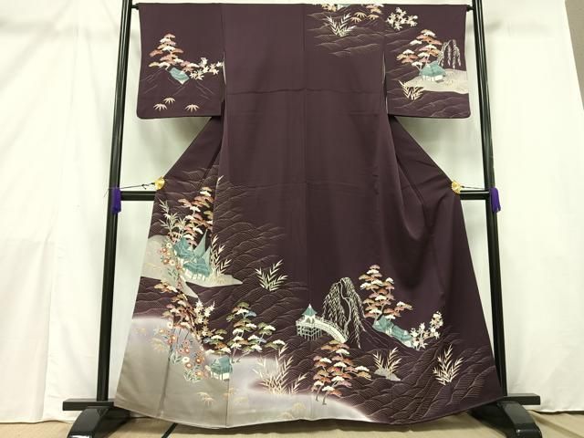 平和屋着物○訪問着 お召地 幾何学文様 暈し染め 正絹 逸品 AAAY9002ck