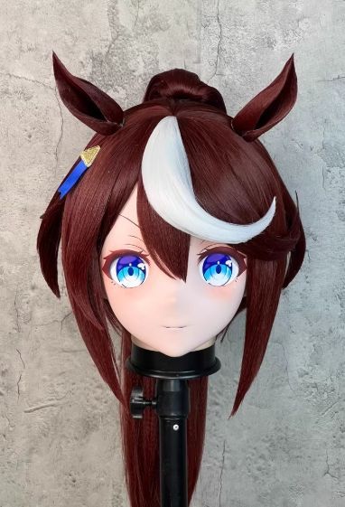 全頭マスク カツラ付き ロック付き NO.289 ドール ヘッドロリータ人形 コスプレ 変身 仮装 着ぐるみ 二次元美少女