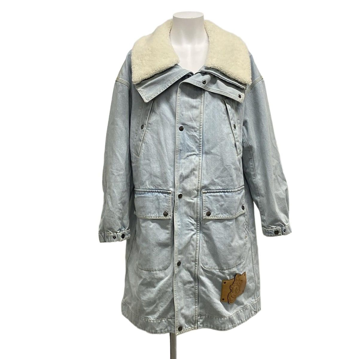 モンクレール コート サイズ0 XS レディース MUIR DNM ライトブルー 長袖|デニム|襟ムートン|ダウン ライナー|JW ANDERSON|秋|冬 コットン
