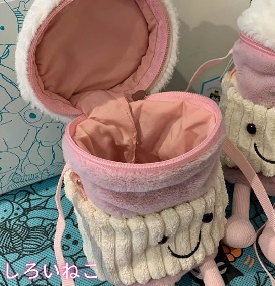 JELLYCAT ピンクのコーヒーカップバッグ ファッションぬいぐるみ