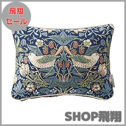 【大安売り】川島織物セルコン Morris Design Studio モリスデザインスタジオ 背当 クッションカバー いちご泥棒 ブルー 40×30cm LL1710