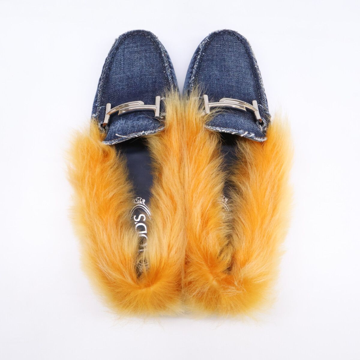 新品♡トッズ ダブルT デニム ファー ゴンミーニ ドライビングシューズ 40 TOD'S トッズ デニム/ファー ダブルT ゴンミーニ ドライビング