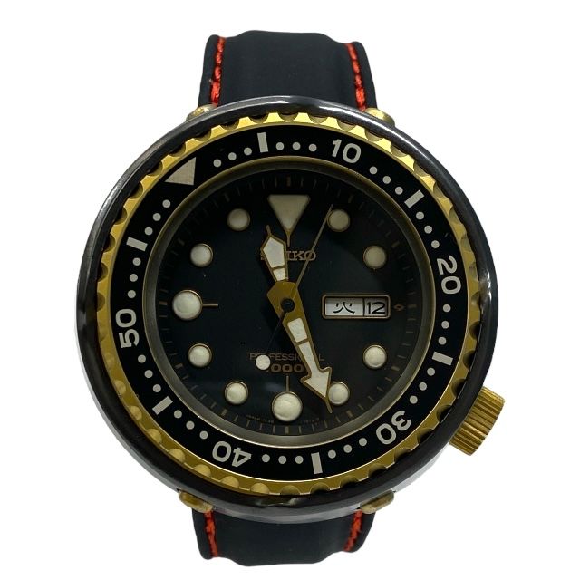 稼働品 セイコー 7C46-7009 プロフェッショナルダイバー クォーツ 腕時計 ラバー セラミック チタン ブラック ゴールド SEIKO メンズ 感 人気モデル 定番デザイン