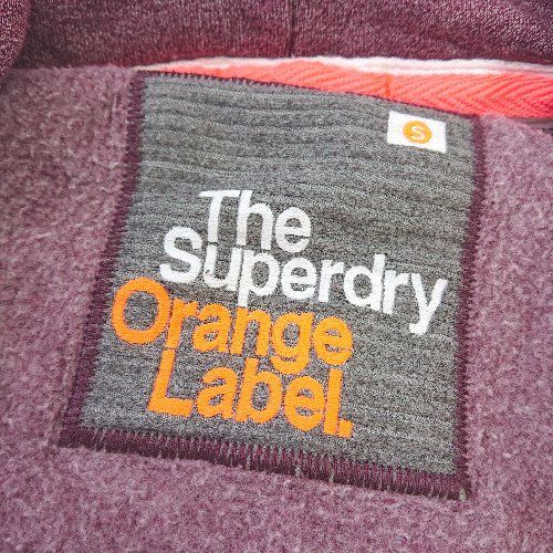 ◇ The Superdry Orange Label. ワンポイントロゴ フード 長袖 パーカー サイズS パープル系 メンズ E  【1404240018532】