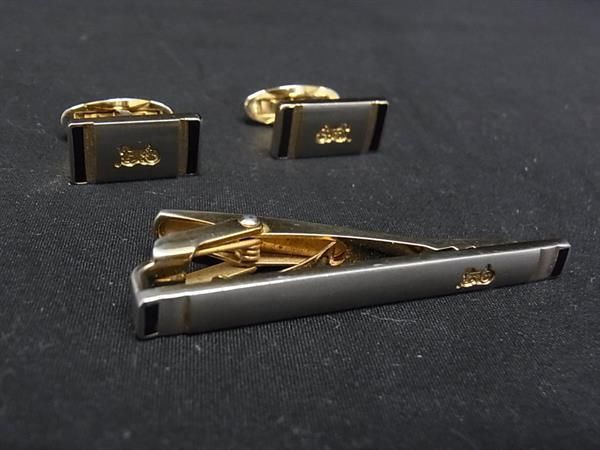 美品⭐️CELINE セリーヌ タイピン＆カフス  セット  馬車　マガダム　金 セリーヌ CELINE ネクタイピン カフス セット 馬車 ロゴ