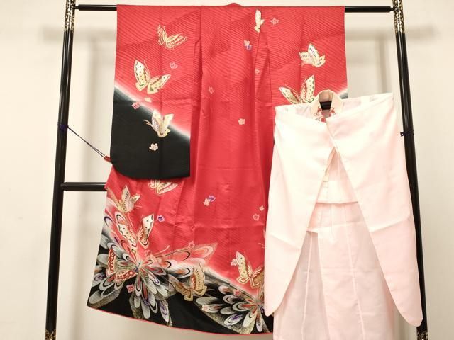 七五三 アンティーク　着物　正絹　長襦袢セット　レトロ レトロ 七五三 正絹 7歳用 着物 襦袢付 紫 鼓